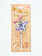 УЦЕНКА Свеча в торт «Воздушный шарик. Звезда», цифра 4, 5.5 см, разноцветная - Фото 2