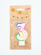 УЦЕНКА Свеча для торта цифра 3 цветная полосочка - Фото 2