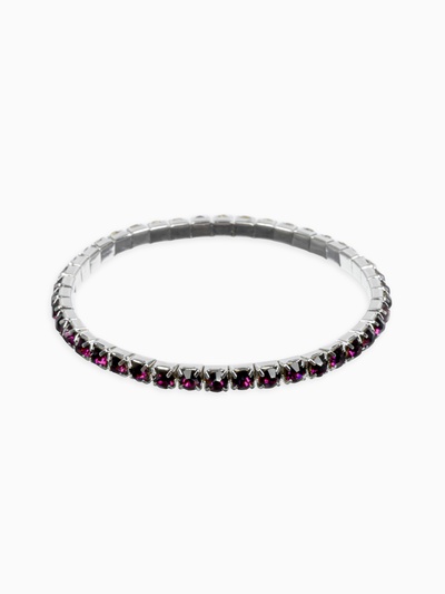 Браслет со стразами «Лёд», d=7 см, 1 ряд, 4 мм, фиолетовый в серебре