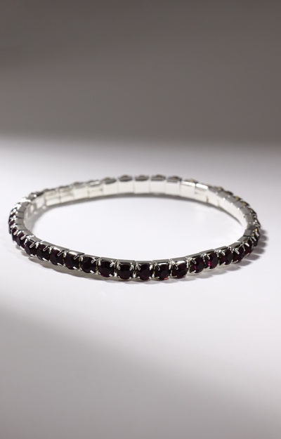 Браслет со стразами «Лёд» 1 ряд, цвет тёмно-фиолетовый в серебре, L=7 см