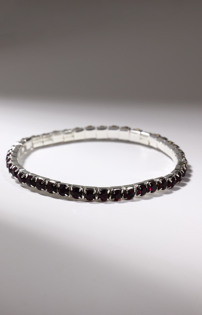 Браслет со стразами «Лёд» 1 ряд, цвет тёмно-фиолетовый в серебре, L=7 см - Фото 1