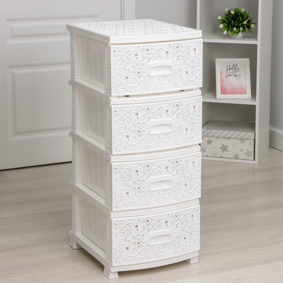 УЦЕНКА Комод 3-х секционный «Декор. Ажур», 38.5×47×95 см, белый