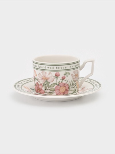 Чайная пара Single flower, 2 предмета: чашка 250 мл, фарфор, белая