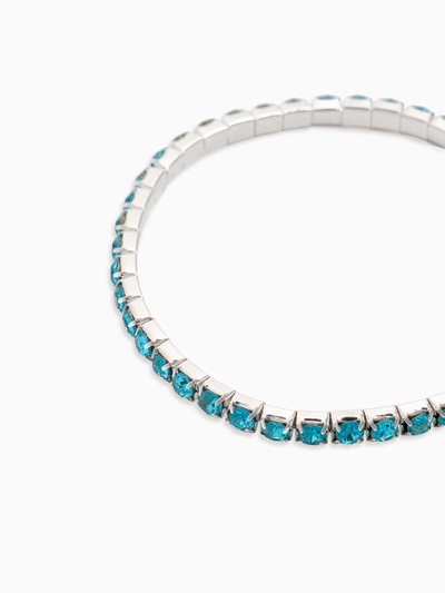Браслет со стразами «Лёд» 1 ряд, цвет голубой в серебре, 4 мм, d=7 см