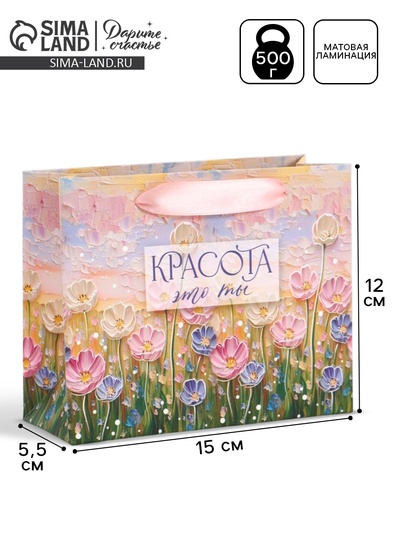 Пакет подарочный «Красота — это ты», 15×12×5.5 см