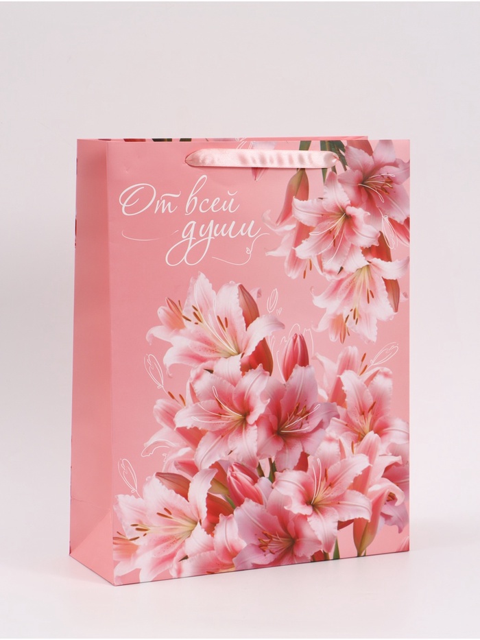 Пакет подарочный «От всей души», 31×40×11.5 см - Фото 1