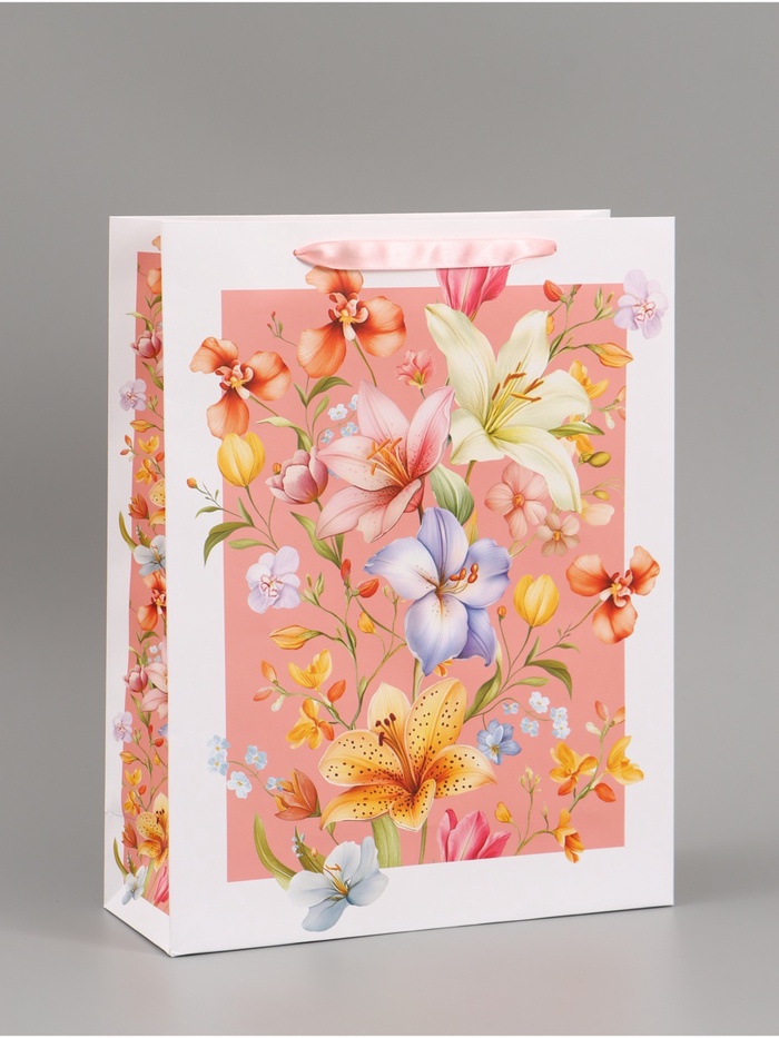Пакет подарочный «Цветы», 31×40×11.5 см - Фото 1