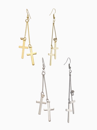 Серьги висячие «Шелест», крестики, цвет МИКС, 8.5 см