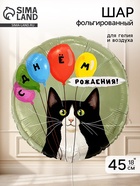 Воздушный шар фольгированный 18" «Кот и воздушные шары»  (артикул 10993684)  большой выбор товаров оптом и в розницу по низким ценам с доставкой