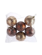 УЦЕНКА Набор шаров пластик d=8 см, 6 шт. «Морозное утро» коричневый - Фото 2