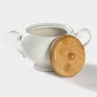 УЦЕНКА Сахарница BellaTenero, 500 мл, 18.5×12×10.5 см, на бамбуковой подставке, фарфор, белая - Фото 3