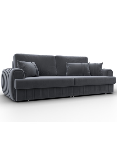 Диван прямой «Лига – 057», НПБ, механизм еврокнижка, велюр, цвет серый