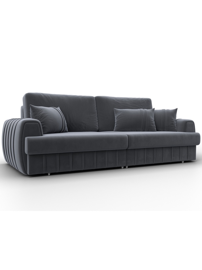 Диван прямой «Лига – 057», НПБ, механизм еврокнижка, велюр, цвет серый - Фото 1