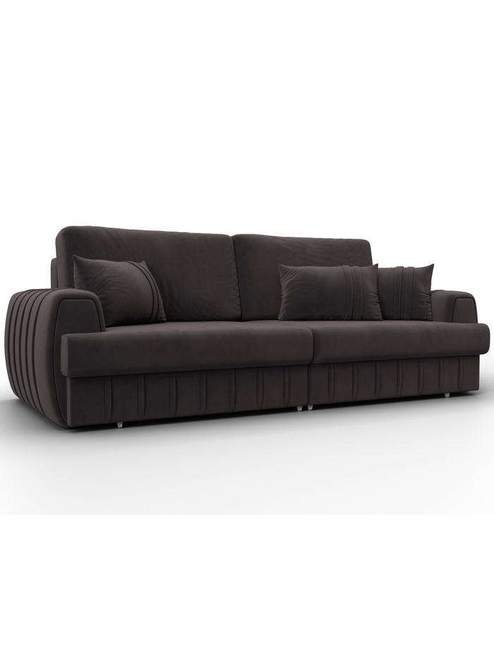 Диван прямой «Лига – 057», НПБ, механизм еврокнижка, велюр, цвет коричневый - Фото 1