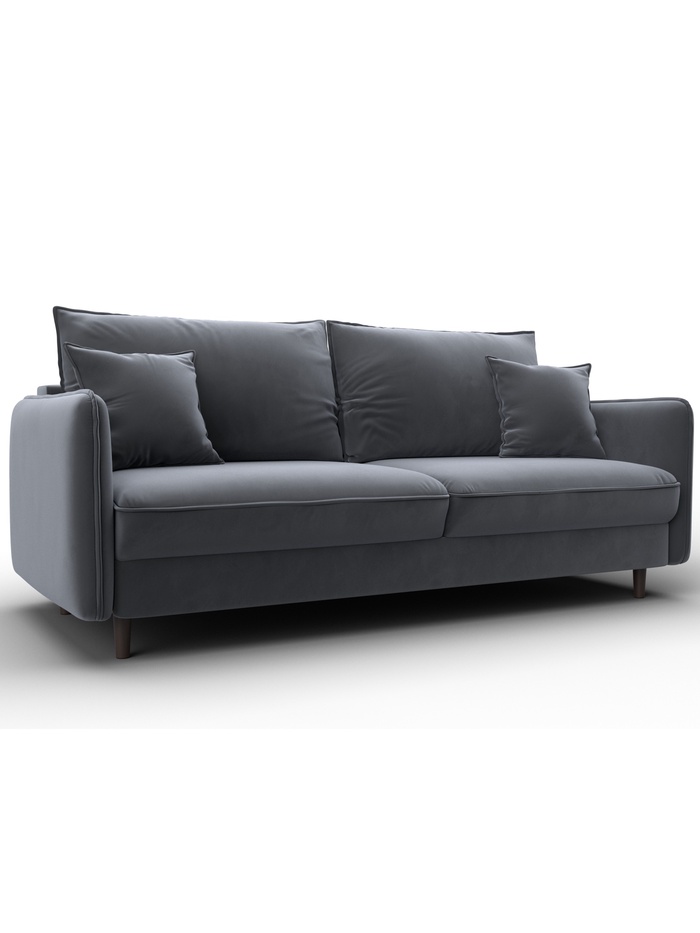 Диван прямой «Лига - 064», НПБ, механизм тик-так, велюр, цвет серый