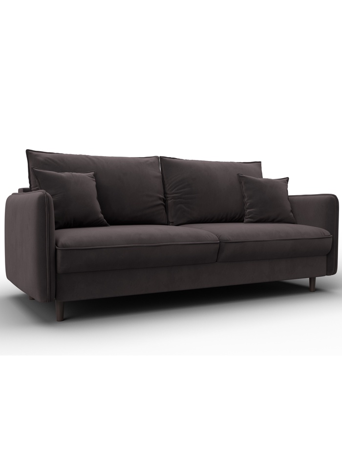 Диван прямой «Лига - 064», НПБ, механизм тик-так, велюр, цвет коричневый