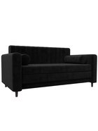 Диван прямой «Лига – 070», ППУ, механизм раскладной, велюр, цвет черный  (артикул 10998792)  большой выбор товаров оптом и в розницу по низким ценам с доставкой