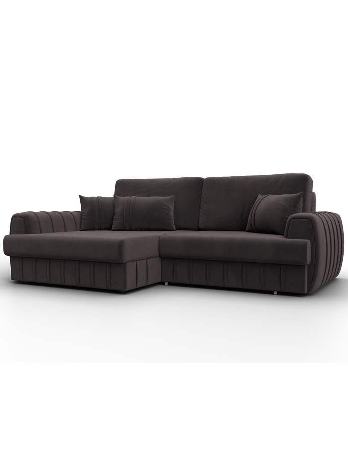 Диван угловой «Лига - 057», НПБ, механизм еврокнижка, угол левый, цвет коричневый