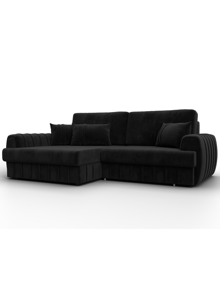 Диван угловой «Лига - 057», НПБ, механизм еврокнижка, угол левый, цвет черный