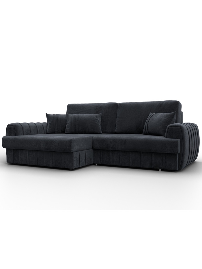 Диван угловой «Лига - 057», НПБ, механизм еврокнижка, угол левый, цвет темно-серый