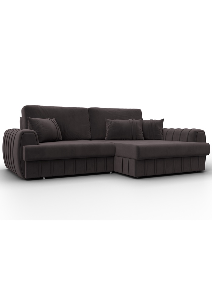 Диван угловой «Лига - 057», НПБ, механизм еврокнижка, угол правый, цвет коричневый