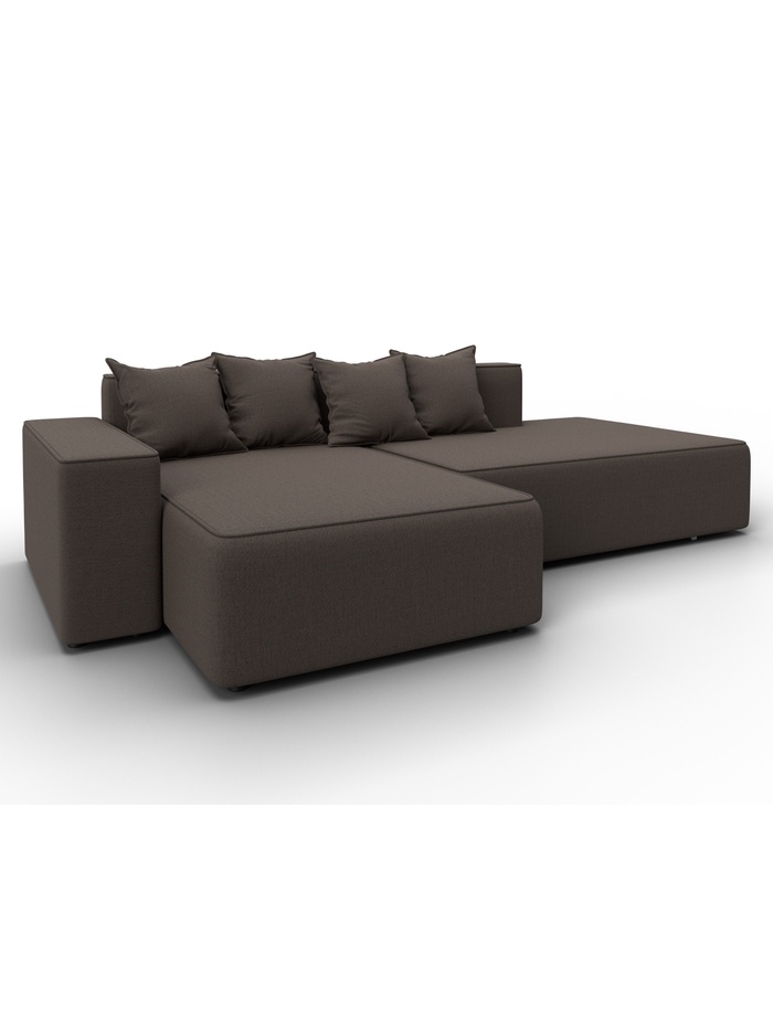 Диван угловой «Лига - 079», ППУ, механизм еврокнижка, угол левый, цвет коричневый