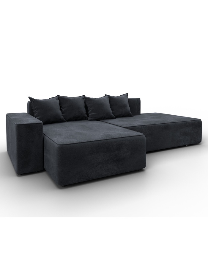 Диван угловой «Лига - 079», ППУ, механизм еврокнижка, угол левый, цвет темно-серый