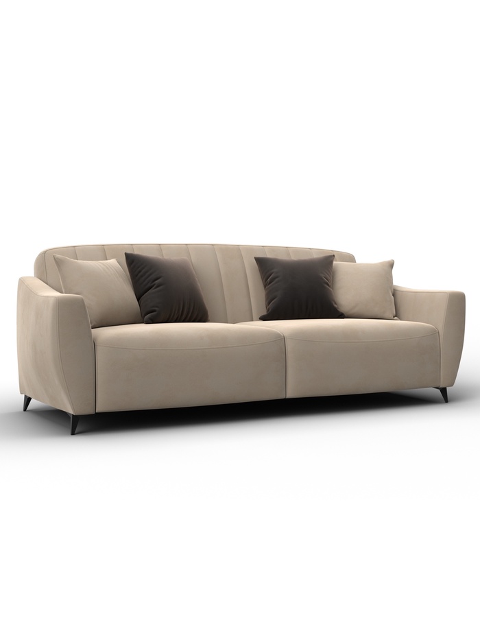 Диван прямой «Лига - 095», НПБ, механизм книжка, велюр, цвет бежевый/коричневый - Фото 1