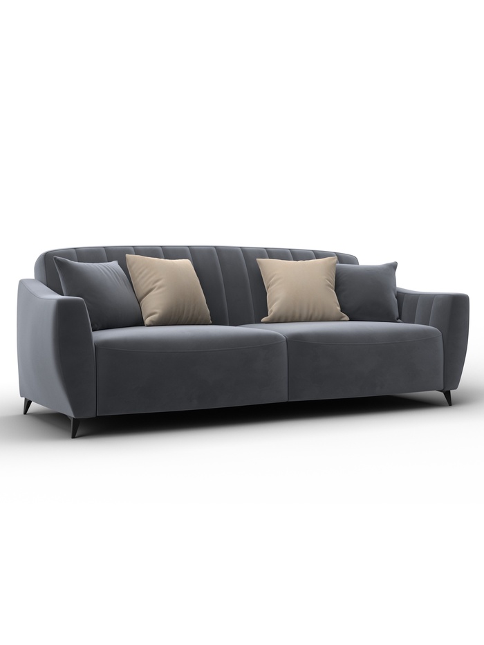 Диван прямой «Лига - 095», НПБ, механизм книжка, велюр, цвет серый/бежевый - Фото 1