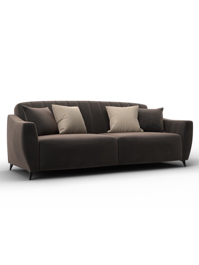 Диван прямой «Лига - 095», НПБ, механизм книжка, велюр, цвет коричневый/бежевый