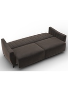 Диван прямой «Лига – 095», НПБ, механизм книжка, велюр, цвет коричневый/бежевый  (артикул 10998875)  большой выбор товаров оптом и в розницу по низким ценам с доставкой