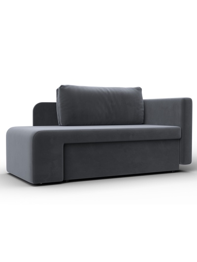 Кушетка «Лига - 097», ППУ, механизм еврокнижка, велюр, цвет серый