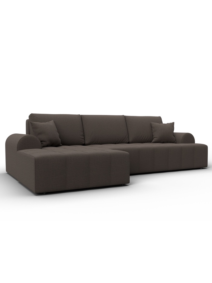 Диван угловой «Лига - 080», ППУ, механизм еврокнижка, угол левый, цвет коричневый