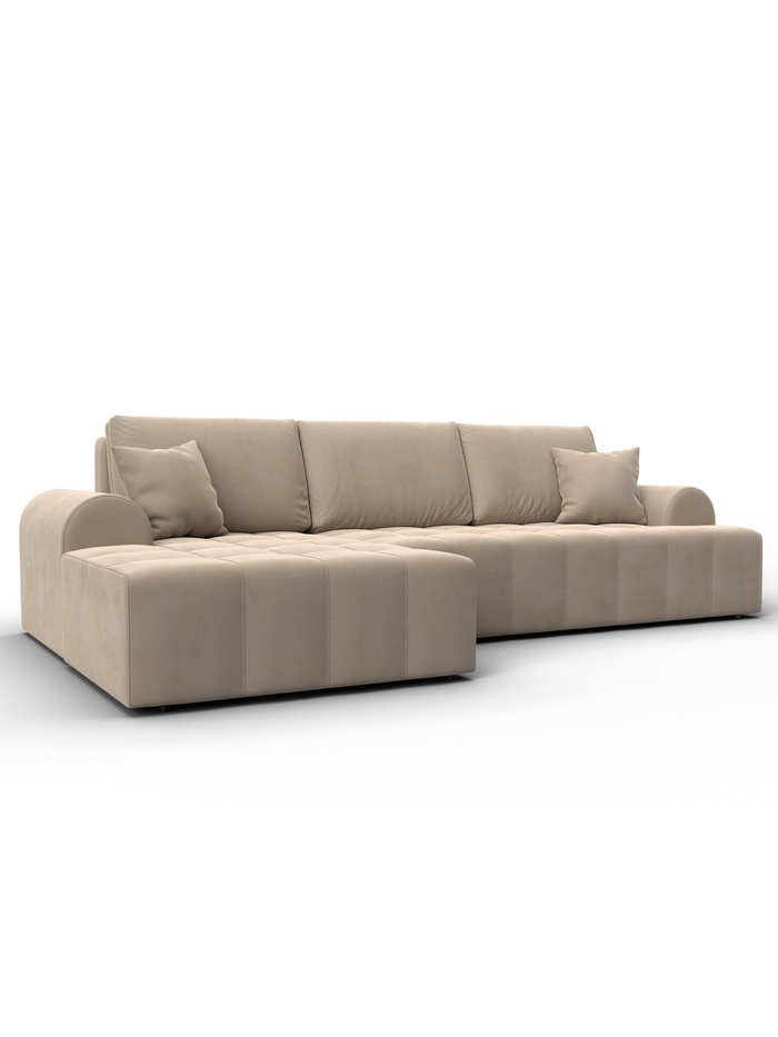 Диван угловой «Лига - 080», ППУ, механизм еврокнижка, угол левый, цвет бежевый