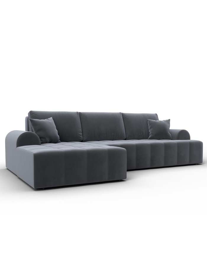 Диван угловой «Лига - 080», ППУ, механизм еврокнижка, угол левый, цвет серый