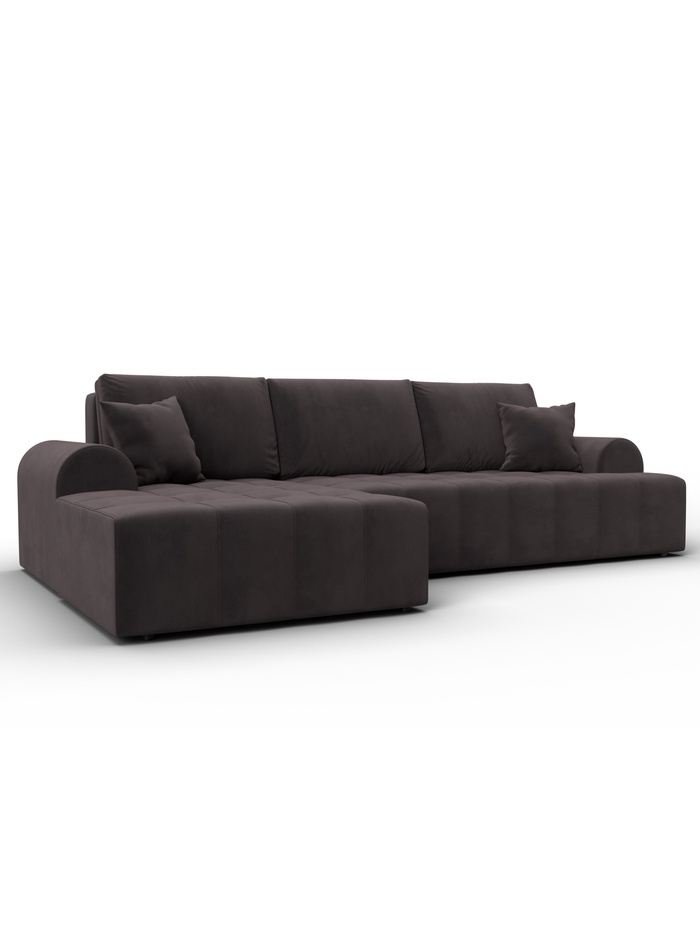 Диван угловой «Лига - 080», ППУ, механизм еврокнижка, угол левый, цвет коричневый