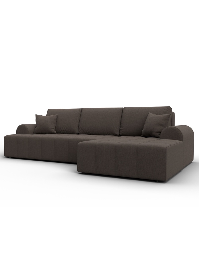 Диван угловой «Лига - 080», ППУ, механизм еврокнижка, угол правый, цвет коричневый