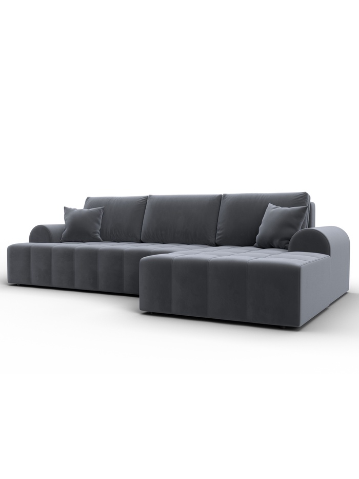 Диван угловой «Лига - 080», ППУ, механизм еврокнижка, угол правый, цвет серый