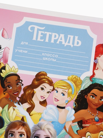 Тетрадь 12 листов в клетку «Принцессы»