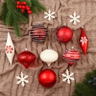 УЦЕНКА Набор украшений пластик 22 шт. «Морозный день» красно-белый - Фото 1