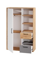 Шкаф «Трио», 2 ящика, 900×354×1376 мм, цвет дуб крафт/шифер/белый  (артикул 11001563)  большой выбор товаров оптом и в розницу по низким ценам с доставкой