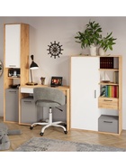 Шкаф – пенал двухдверный «Трио», 400×354×2020 мм, цвет дуб крафт/шифер/белый  (артикул 11001564)  большой выбор товаров оптом и в розницу по низким ценам с доставкой