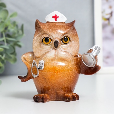 УЦЕНКА Сувенир полистоун лак «Филин - Медицинский работник» 10.2×5.7×9.7 см