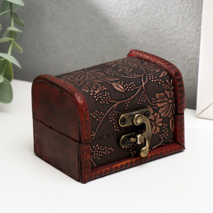 УЦЕНКА Шкатулка дерево сундучок «Цветочная» 6×8.8×5.5 см - Фото 1