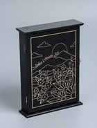 УЦЕНКА Ключница дерево 6 крючков «Горы. Закат» 6×22×30 см - Фото 2