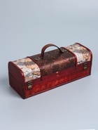 УЦЕНКА Шкатулка дерево под бутылку «Карта путешествий и розы» 12.5×35×13.5 см - Фото 3