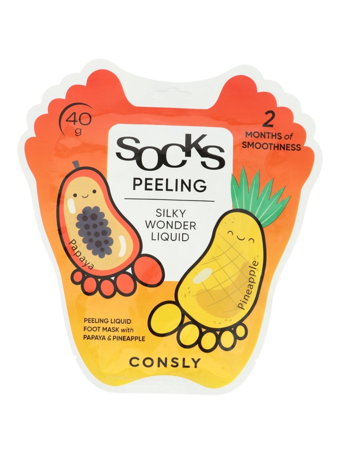 Отшелушивающие пилинг-носочки для ног Silky Wonder с экстрактами папайи и ананаса, 40г, Consly 10999 - Фото 1