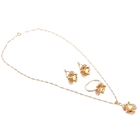 Гарнитур 3 предмета: серьги, кулон, кольцо безразмерное "Эдель" цветок, цвет янтарный в золоте - Фото 2