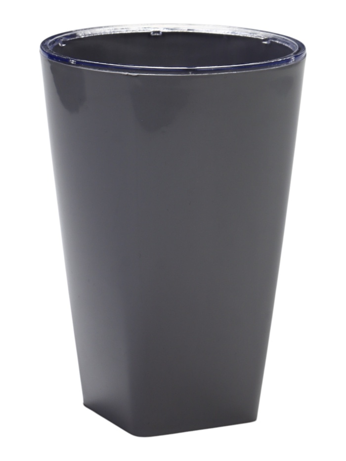 Кашпо для цветов «Грейс», 1.3 л, d=12.5 см, h=18 см, пластиковое, со вставкой, серое - Фото 1
