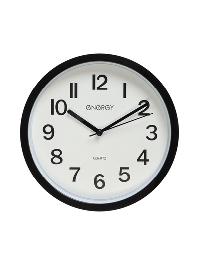 Часы настенные классические ENERGY ЕС-139, бесшумные, плавный ход, d=22 см, чёрные
